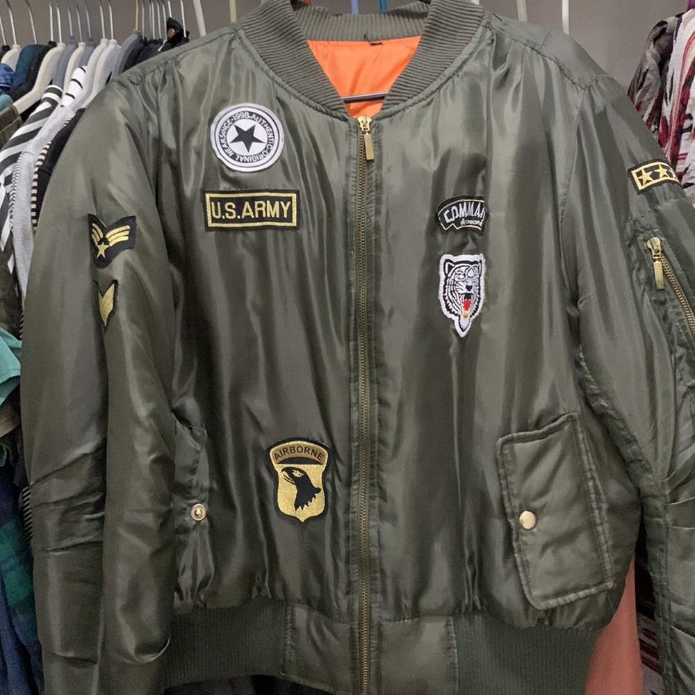 Green Patch Bomber Lightweight Jacket - image 3